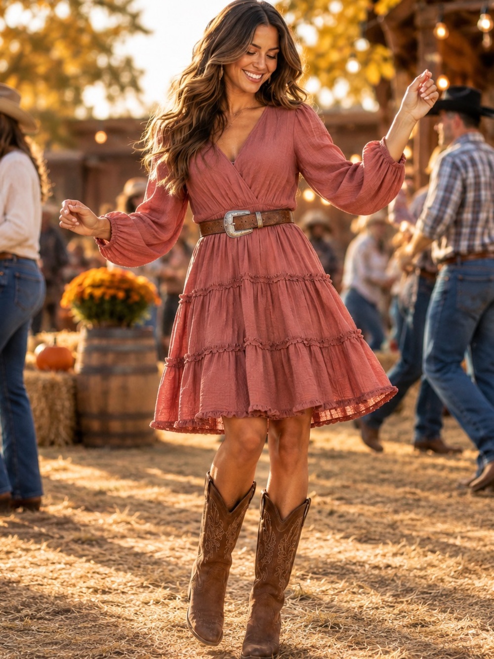 Wishlist Apparel Rust Terracotta Smocked Tiered Mini Dress - Small Boho Chic